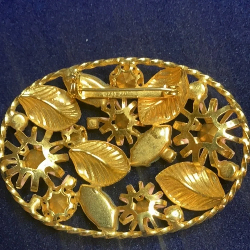Vintage Austria pastel enamel & rhinestone brooch